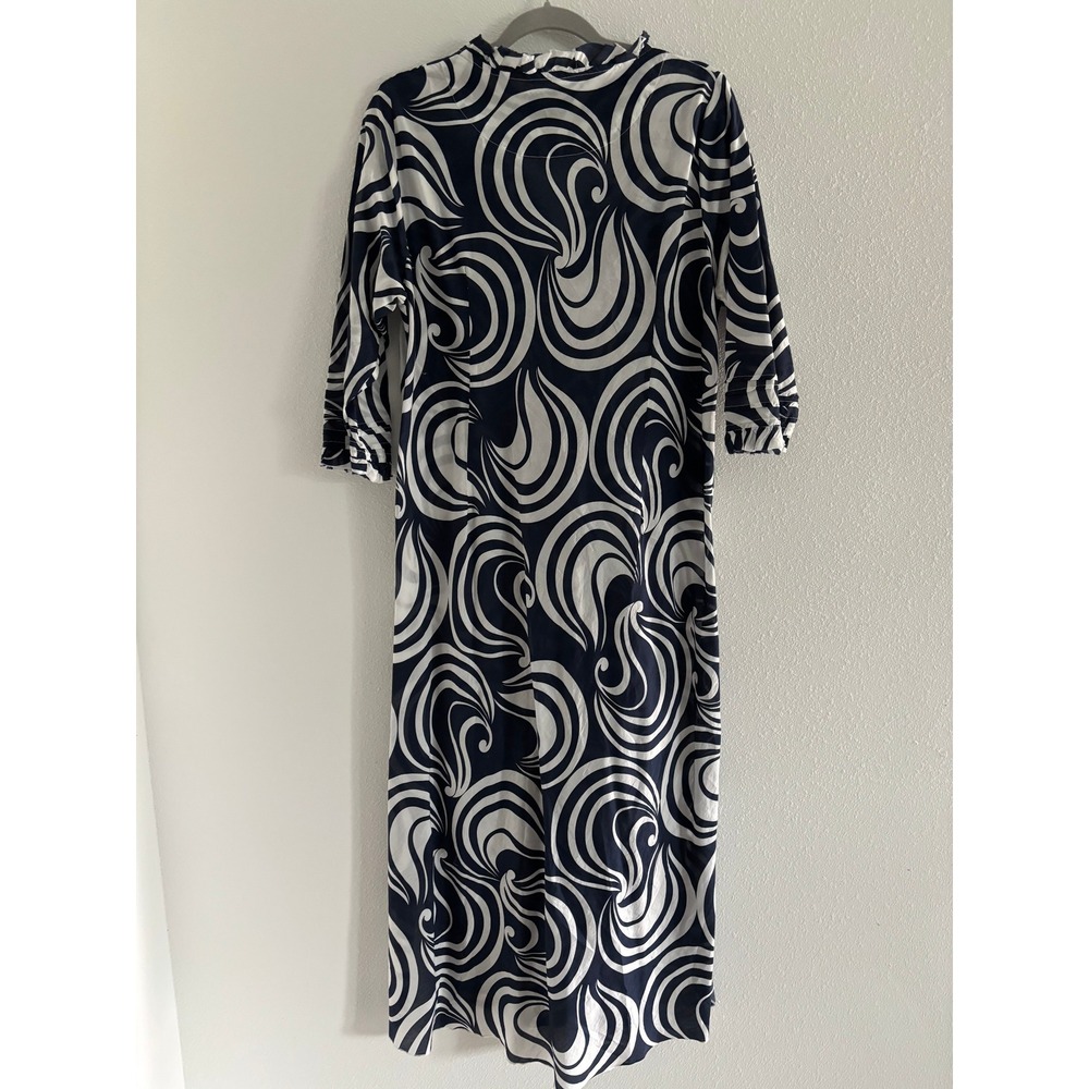One Season Australia Maxi Dress Womens Large Blue White Cotton Resort Travel - Picture 2 of 4